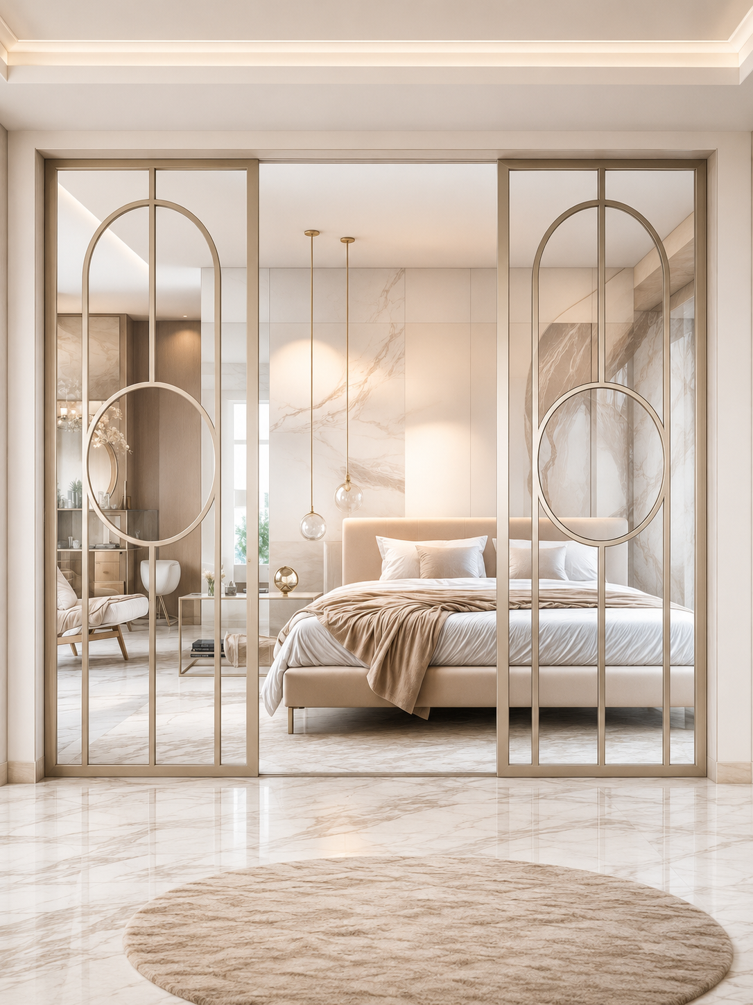 Gold Mirror Frameless Entrance